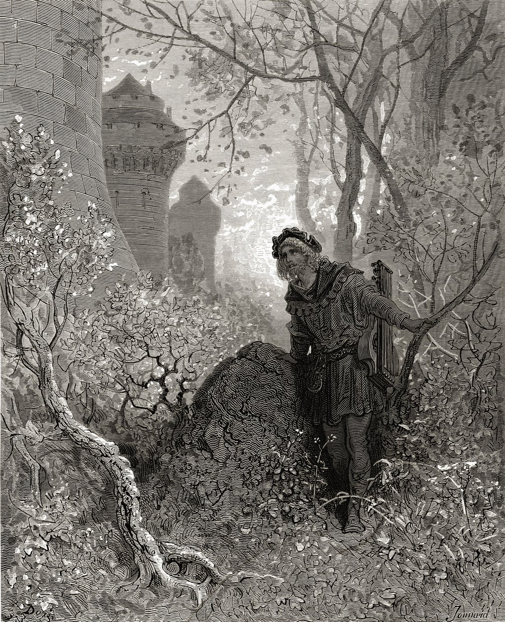 Blondel يسمع صوت ريتشارد (1157-99) قلب الأسد ، رسم توضيحي من &39;Bibliotheque des Croisades&39; بواسطة JF. ميشو ، 1877 بواسطة غوستاف دور