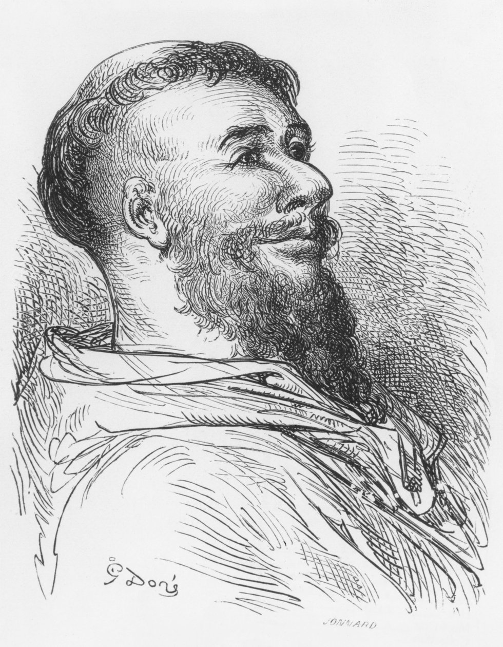 الأخ جان دي إنتومورز ، رسم توضيحي من "جارجانتوا" لفرنسوا رابيليه (1494-1553) ، منقوش بواسطة بول جونارد باسل (ت 1902) بواسطة غوستاف دور