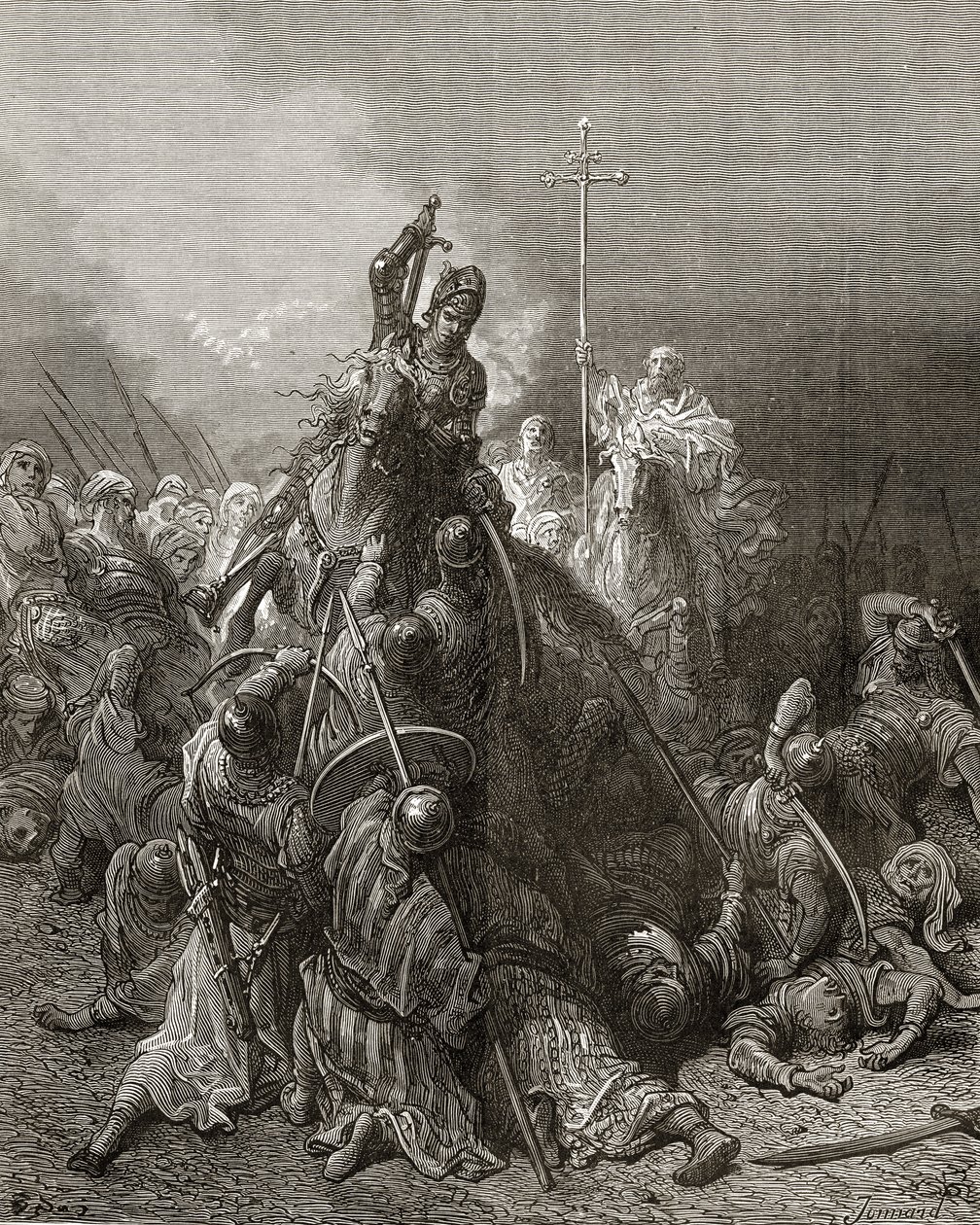 يقاتل كريستيان نايتس المسلحين ، رسم توضيحي من &39;Bibliotheque des Croisades&39; بواسطة JF. ميشو ، 1877 بواسطة غوستاف دور