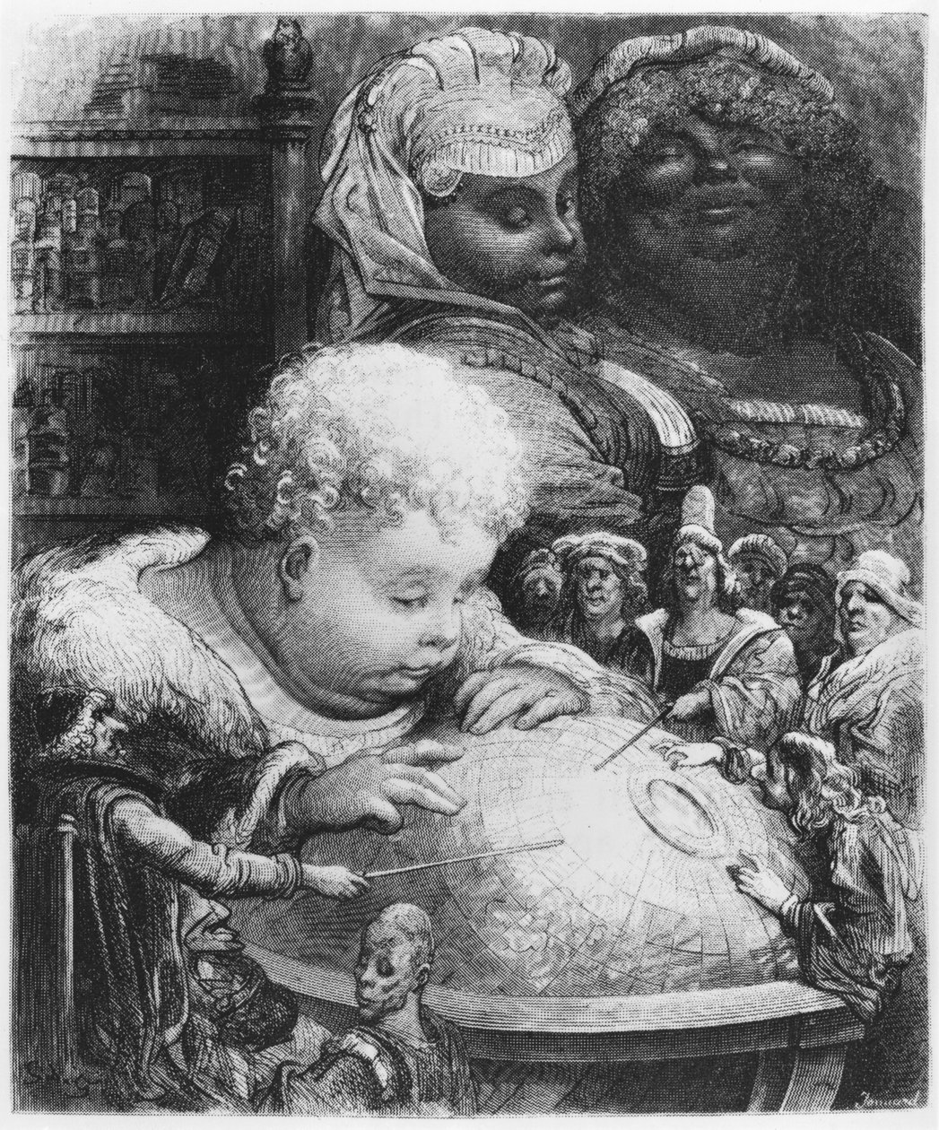 تعليم Gargantua ، رسم توضيحي من "Gargantua" لفرنسوا رابيليه (1494-1553) منقوش بواسطة Paul Jonnard-Pacel (ت 1902) بواسطة غوستاف دور