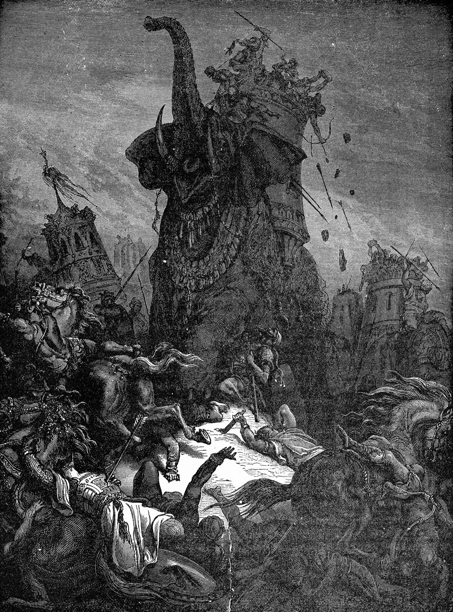 قتل العازار على يد الفيل ، 1888 بواسطة غوستاف دور