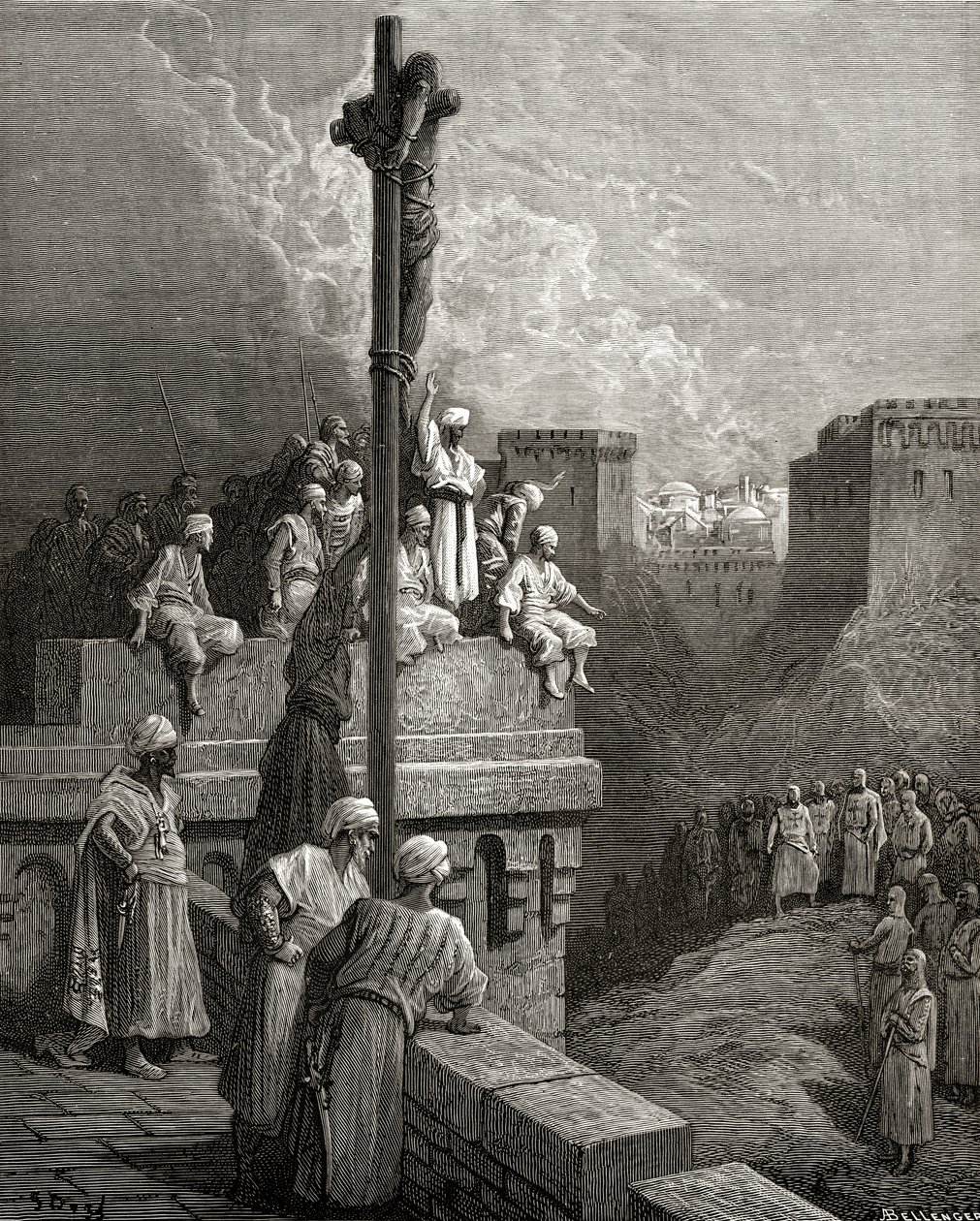 تعرض جيرارد من Avesnes على جدران Arsuf ، التوضيح من "Bibliotheque des Croisades" من قبل JF. ميشو ، 1877 بواسطة غوستاف دور