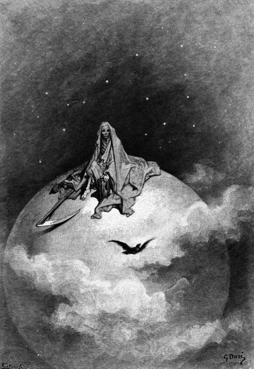 رسم إيضاحي من فيلم The Raven من إدغار آلان بو ، 1882 بواسطة غوستاف دور