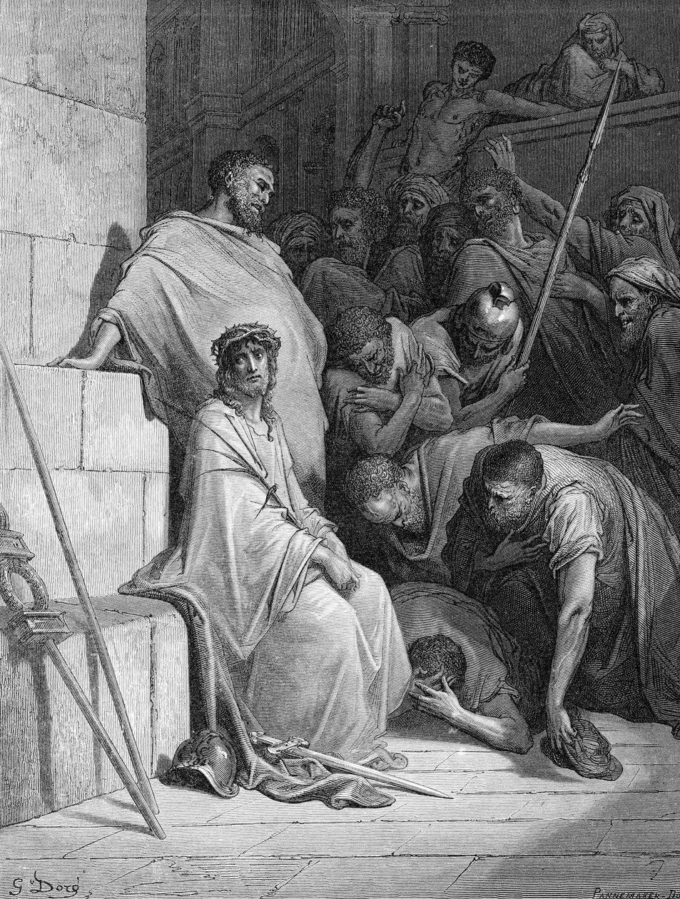 يسخر الجنود الرومان من يسوع - الكتاب المقدس بواسطة غوستاف دور