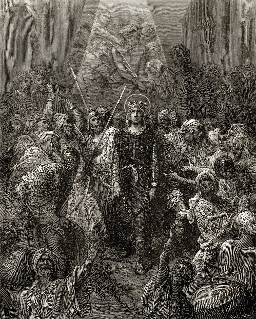 سجين الملك لويس التاسع (1214-70) في مصر ، رسم توضيحي من &39;Bibliotheque des Croisades&39; بواسطة JF. ميشو ، 1877 بواسطة غوستاف دور