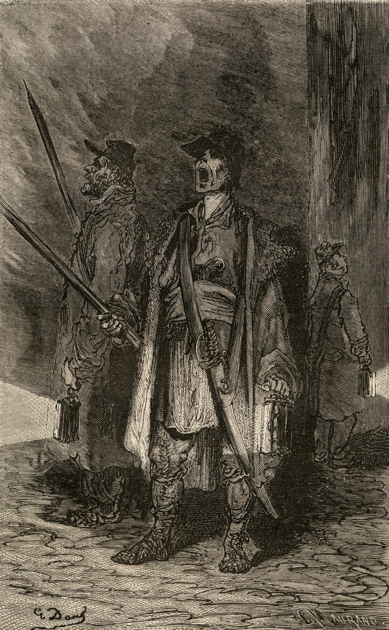 Serenos ، Nightwatchmen ، التوضيح من "الصور الإسبانية" بواسطة القس صمويل مانينغ بواسطة غوستاف دور