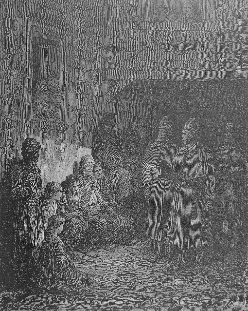 The Bull&39;s-Eye من فيلم "London، a Pilgrimage" من تأليف ويليام بلانشارد جيرولد (1826-1884) دون نقش حانة Adolphe Francois Pannemaker (عام 1822). 1872 بواسطة غوستاف دور