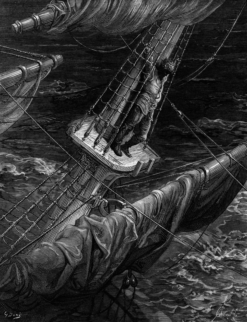 يأسف مارينر لتصويره الباتروس ، مشهد من "The Rime of the Ancient Mariner" بواسطة ST Coleridge ، بقلم ST Coleridge ، نشره Harper und Brothers ، نيويورك ، 1876 (نقش الخشب) بواسطة غوستاف دور
