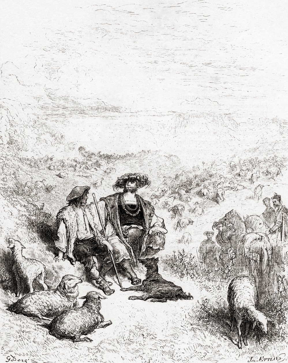 الراعي والملك ، من طبعة أواخر القرن التاسع عشر من Fables de La Fontaine (نقش الخشب) بواسطة غوستاف دور