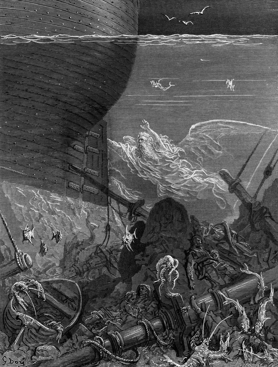 الروح التي اتبعت السفينة من القارة القطبية الجنوبية ، مشهد من "The Rime of the Ancient Mariner" بواسطة ST Coleridge ، نشرها Harper und Brothers ، نيويورك ، 1876 (نقش الخشب) بواسطة غوستاف دور