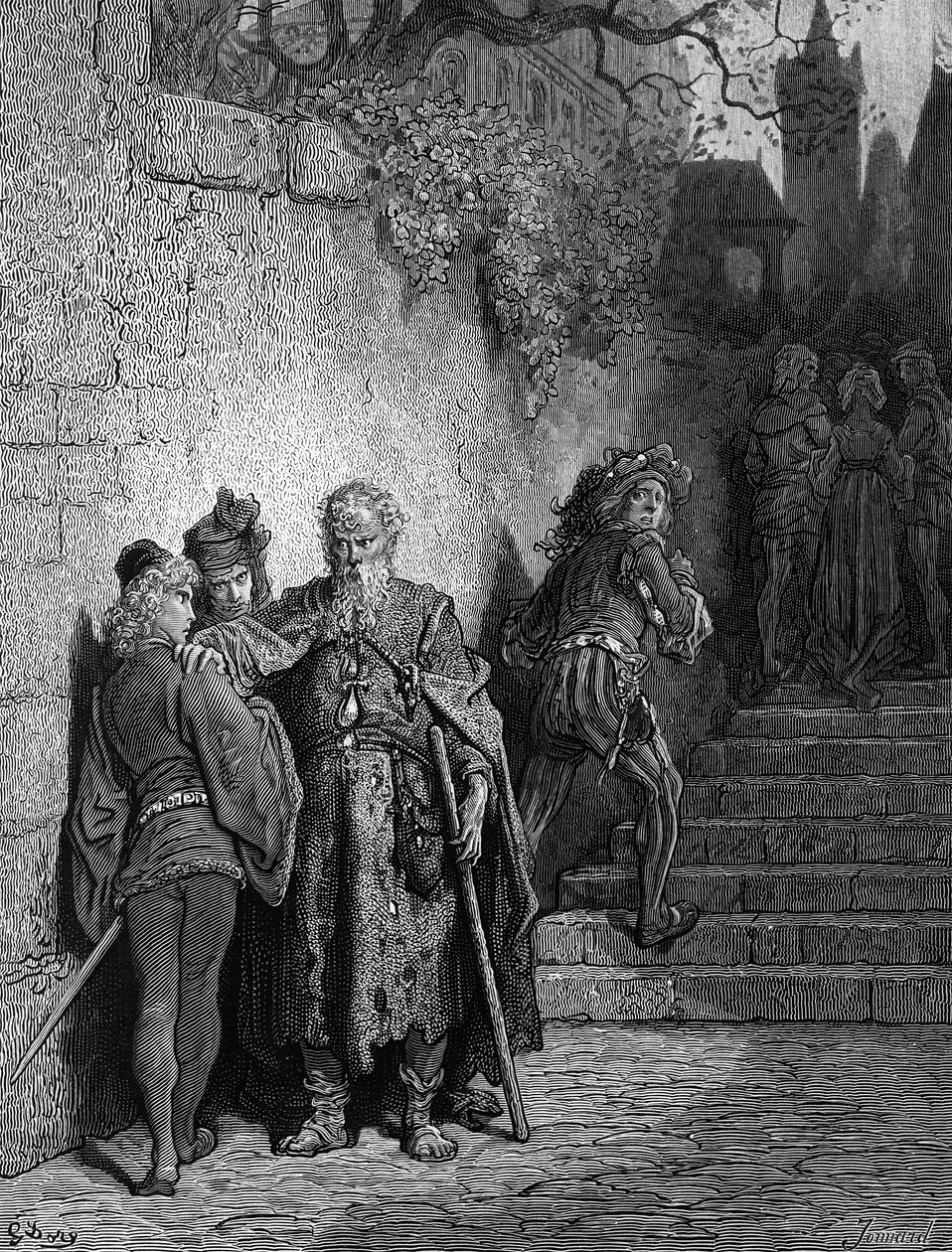 تم حجز ضيف الزفاف من قبل Ancient Mariner ، المشهد الافتتاحي لـ &39;Rime of the Ancient Mariner&39; ، بقلم ST Coleridge ، نشره Harper und Sons ، نيويورك ، 1876 (نقش الخشب) بواسطة غوستاف دور