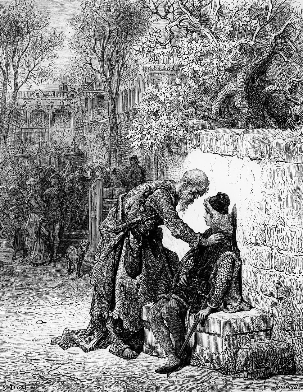 منع ضيف الزفاف من قبل Mariner القديم من حضور حفل الزفاف ، مشهد من "The Rime of the Ancient Mariner" ، بقلم ST Coleridge ، نشره Harper und Sons ، New York ، 1876 (wood e بواسطة غوستاف دور