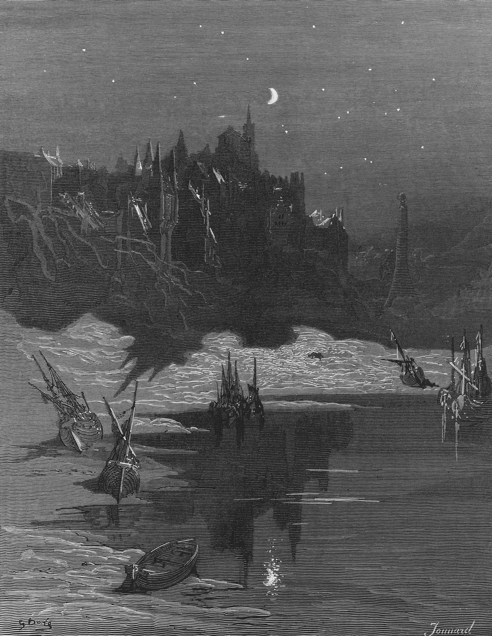 الرؤية الأولى لبلده من قبل مارينر ، تحرر من غيبوبته واستيقظ من النوم ، مشهد من &39;The Rime of the Ancient Mariner&39; بواسطة ST Coleridge ، نشره Harper und Brothers ، New Y بواسطة غوستاف دور
