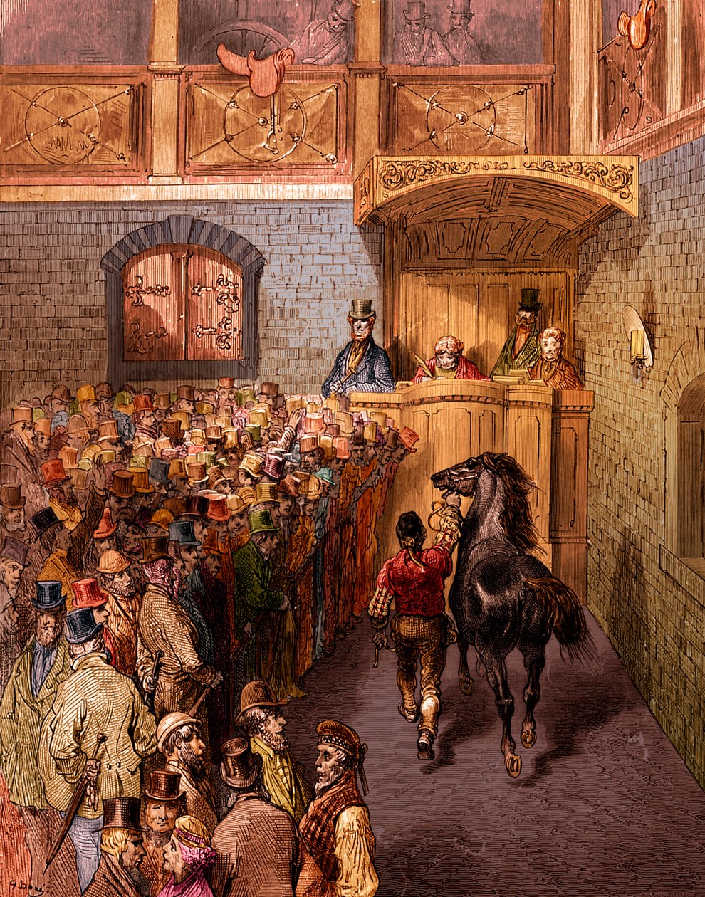 مزاد الحصان الفيكتوري ، Tattersalls نقش غوستاف دوريه بواسطة غوستاف دور