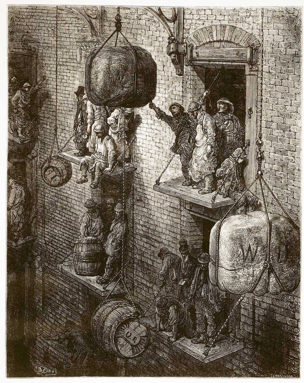 التخزين في المدينة ، من "لندن ، رحلة حج" ، كتبها وليام بلانشارد جيرولد (1826-1884) دون نقش حانة أدولف فرانسوا بانميكر (مواليد 1822). 1872 بواسطة غوستاف دور