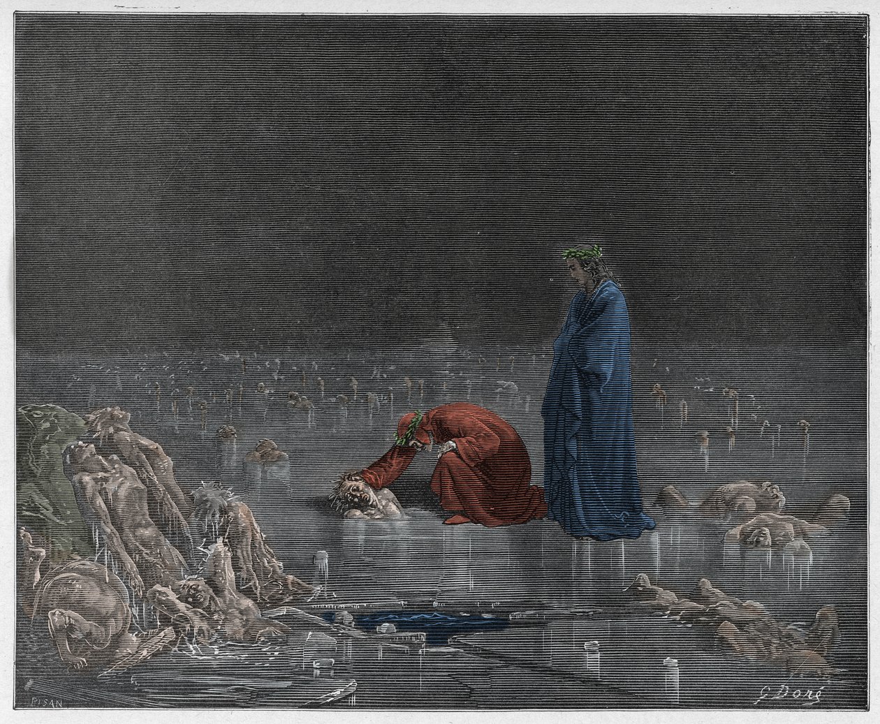 جحيم ، كانتو 32: دانتي يخاطب الخائن بوكا ديجلي أباتي ، التوضيح من الكوميديا الإلهية لدانتي أليغييري ، 1885 (نقش ملون رقميًا) بواسطة غوستاف بعد دوري