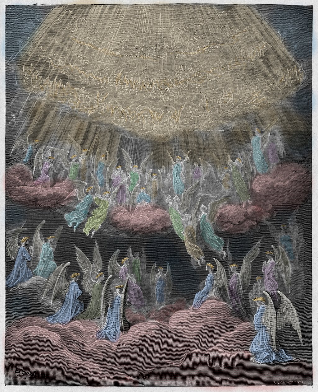 باراديسو ، كانتو 27: الغناء المضيف السماوي غلوريا في Excelsis Deo ، التوضيح من الكوميديا الإلهية لدانتي أليغييري ، 1885 (نقش ملون رقميًا) بواسطة غوستاف بعد دوري
