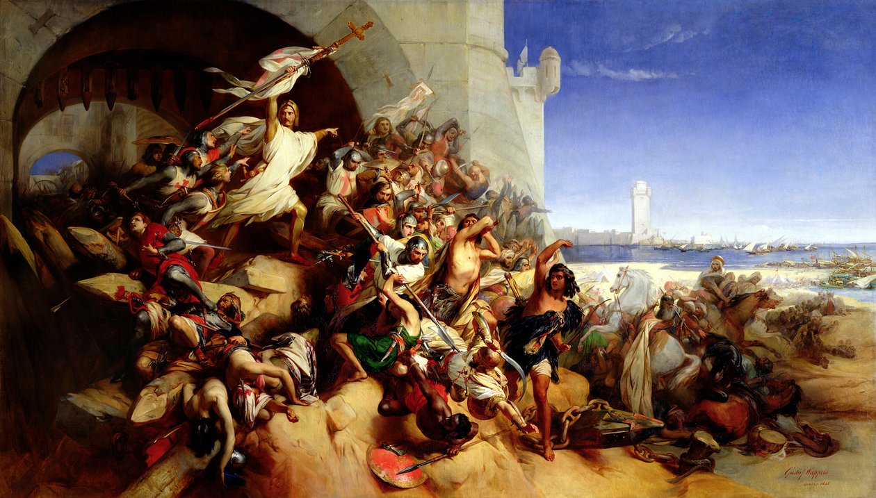 الدفاع عن رودس بقلم فولك دو فيلاريت (ت 1327) وفرسان القديس يوحنا من القدس ضد السلطان عثمان الأول (1258-1324) (1310-19) 1848 بواسطة غوستاف وابرز