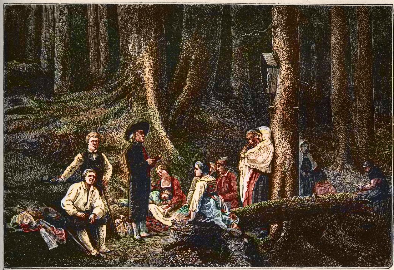 الحجاج من دير القديس أوديل - Les pelerins de l'Abbaye de Sainte-Odile (Sainte Odile - شفيع الألزاس) نقش لغوستاف بريون (1824-1877) بواسطة غوستاف (بعد) بريون