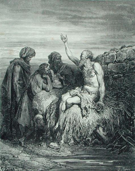 أيوب وأصدقاؤه ، نقش بواسطة ج. ريجنير ، حوالي 1868 (نقش) بواسطة غوستاف (بعد) دوري