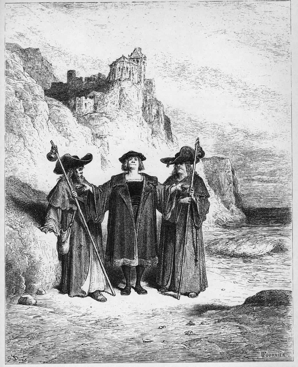 L'Oyster et les Plaideurs - The Oyster and the Litigants - من "الخرافات" لجين دي لافونتين (لافونتين) (1621-95) - نقش بعد غوستاف دوري (1832-1883) - مجموعة خاصة بواسطة غوستاف (بعد) دوري