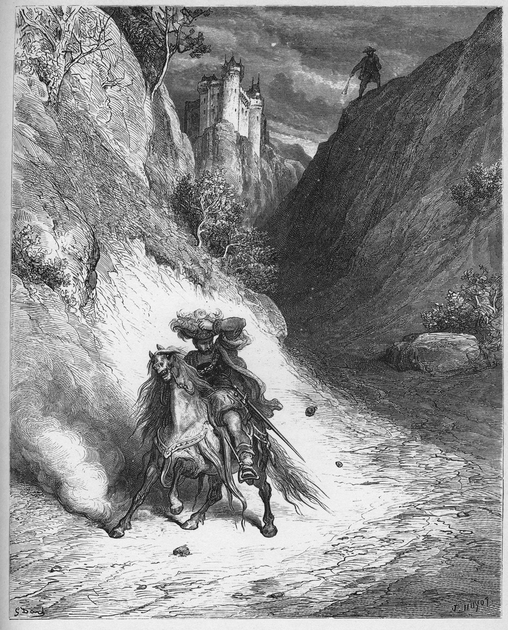 Le Lion et le Moucheron - الأسد والبعوض - من "الخرافات" لجين دي لافونتين (لافونتين) (1621-95) - إنجرافين بعد غوستاف دوري (1832-1883) - مجموعة خاصة بواسطة غوستاف (بعد) دوري