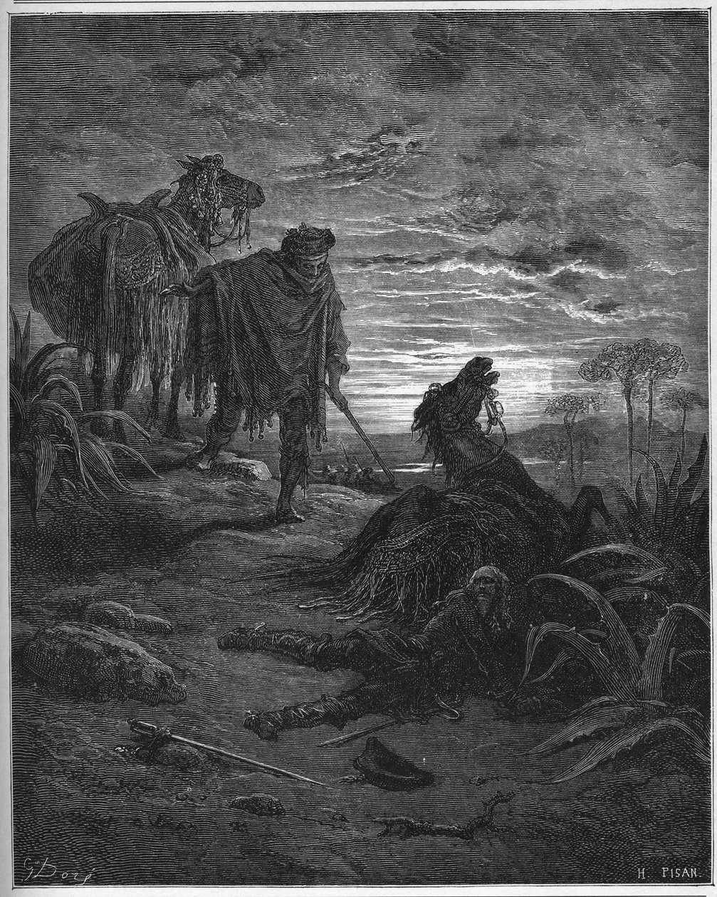 Les Deux Mules - The Two Mules - من "Fables" بواسطة Jean de La Fontaine (Lafontaine) (1621-95) - نقش بعد Gustave Dore (1832-1883) - مجموعة خاصة بواسطة غوستاف (بعد) دوري