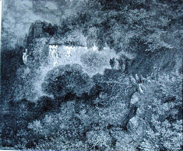 القلعة مغطاة بالنباتات ، رسم توضيحي لـ "الجمال النائم" لتشارلز بيرولت (1628-1703) (نقش) بواسطة غوستاف (بعد) دوري