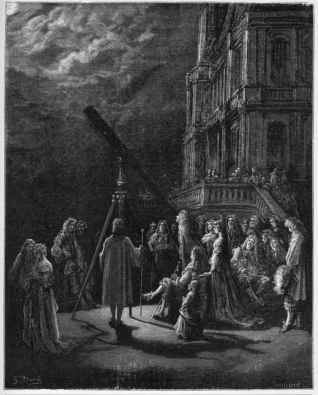 Un Animal dans la Lune - حيوان في القمر - من "Fables" بقلم جان دي لافونتين (لافونتين) (1621-95) - نقش بعد غوستاف دوري (1832-1883) - مجموعة خاصة بواسطة غوستاف (بعد) دوري