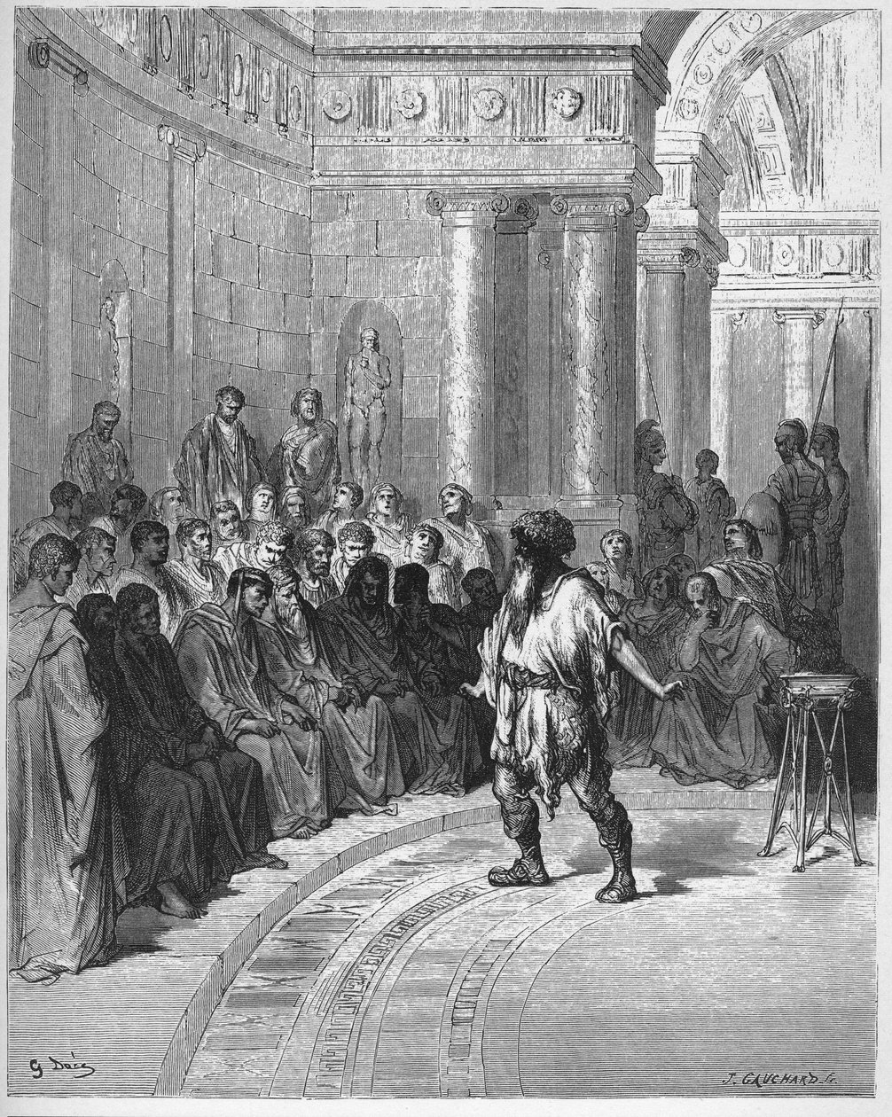 le peasant du danube - THE PEASANT OF THE DANUBE - من "الخرافات" لجان دي لافونتين (لافونتين) (1621-95) - نقش بعد غوستاف دوري (1832-1883) - مجموعة خاصة بواسطة غوستاف (بعد) دوري