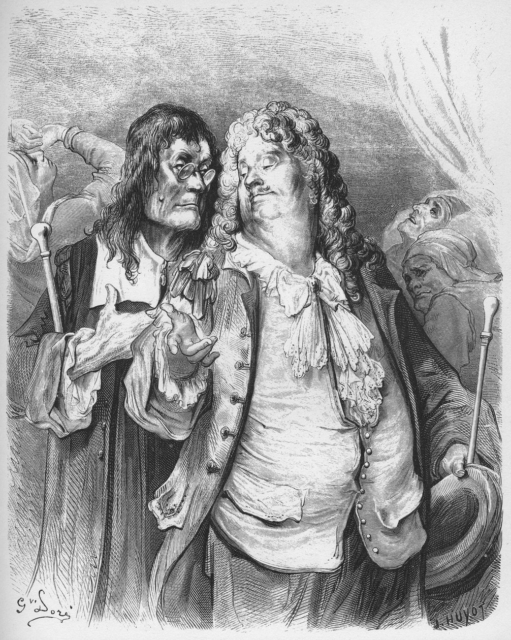 les medecins - الأطباء - من "الخرافات" لجين دي لافونتين (لافونتين) (1621-95) - إنجرافين بعد غوستاف دوري (1832-1883) - مجموعة خاصة بواسطة غوستاف (بعد) دوري
