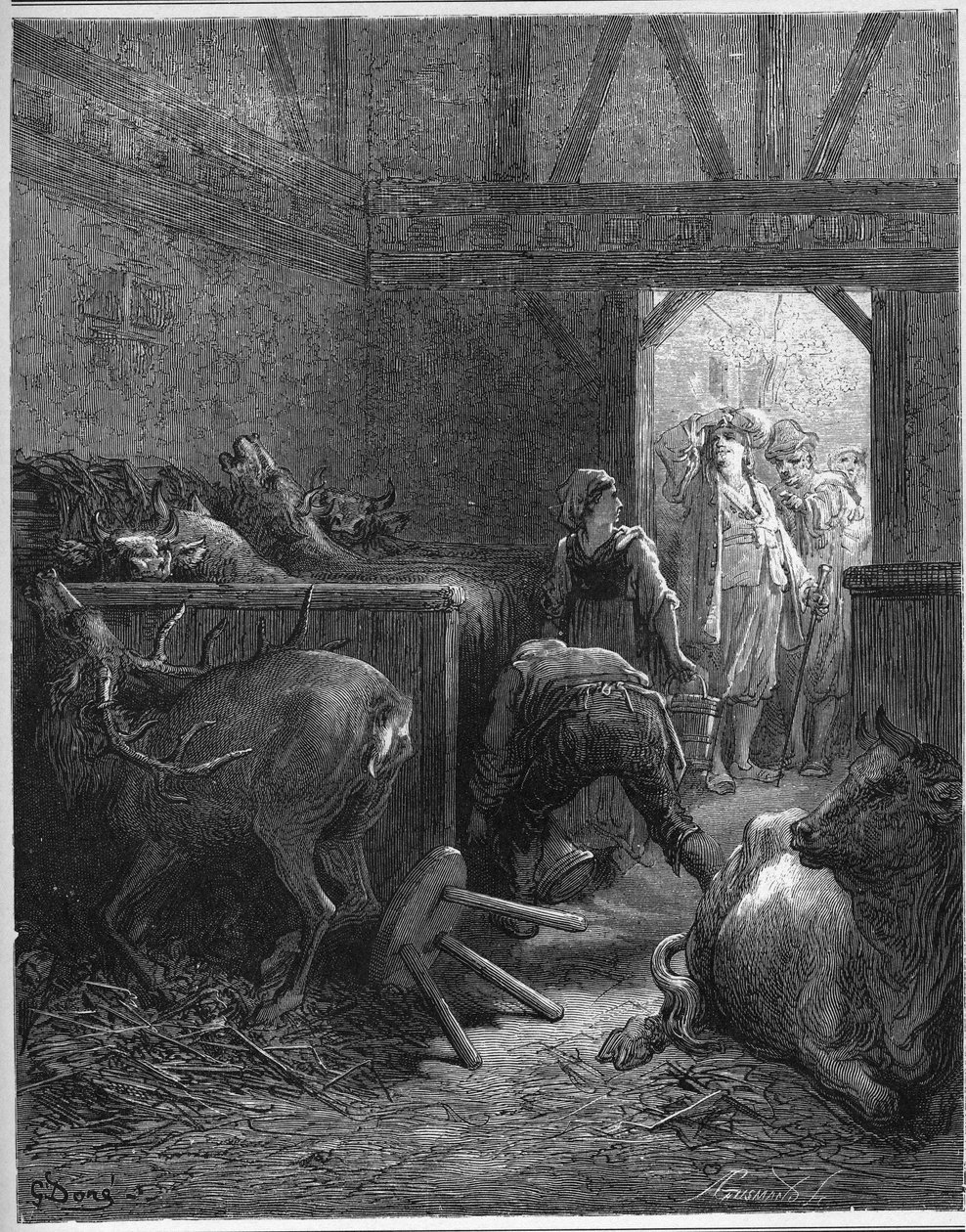 l'eil du maitre - عين السيد - من "Fables" بواسطة Jean de La Fontaine (Lafontaine) (1621-95) - engravin بعد Gustave Dore (1832-1883) - مجموعة خاصة بواسطة غوستاف (بعد) دوري