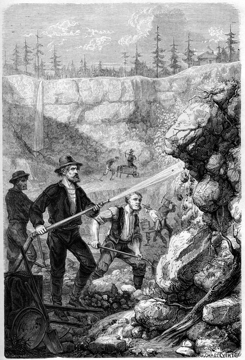 التعدين الهيدروليكي ، كاليفورنيا ، 1859. بواسطة غوستاف أدولف شاسيفنت باكيس