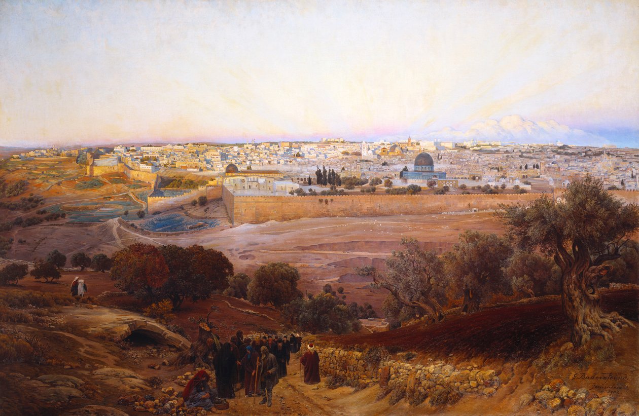 القدس من جبل الزيتون 1902 بواسطة غوستاف باورفايند