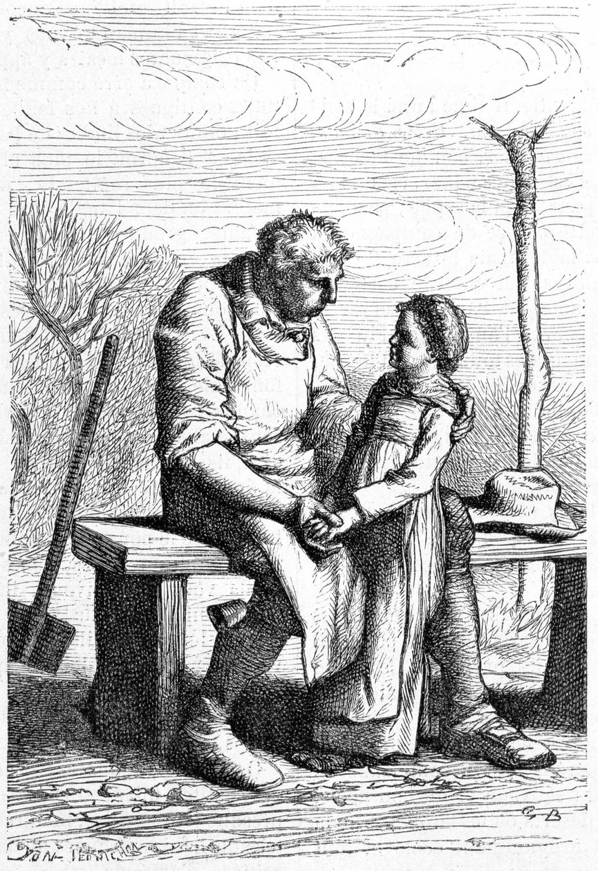 Cosette et Jean Valjean - في "" البؤساء "بقلم فيكتور هوغو ، إيل. بقلم بريون ، أد. هيتزل ولاكروا بواسطة غوستاف بريون