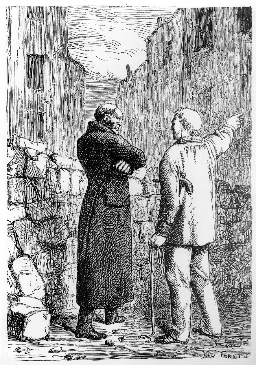 جان Valjean يحصل على انتقامه ، التوضيح من "البؤساء" بواسطة فيكتور هوغو (1802-1885) منقوش بواسطة Jules Perrichon (1836-1897) بواسطة غوستاف بريون