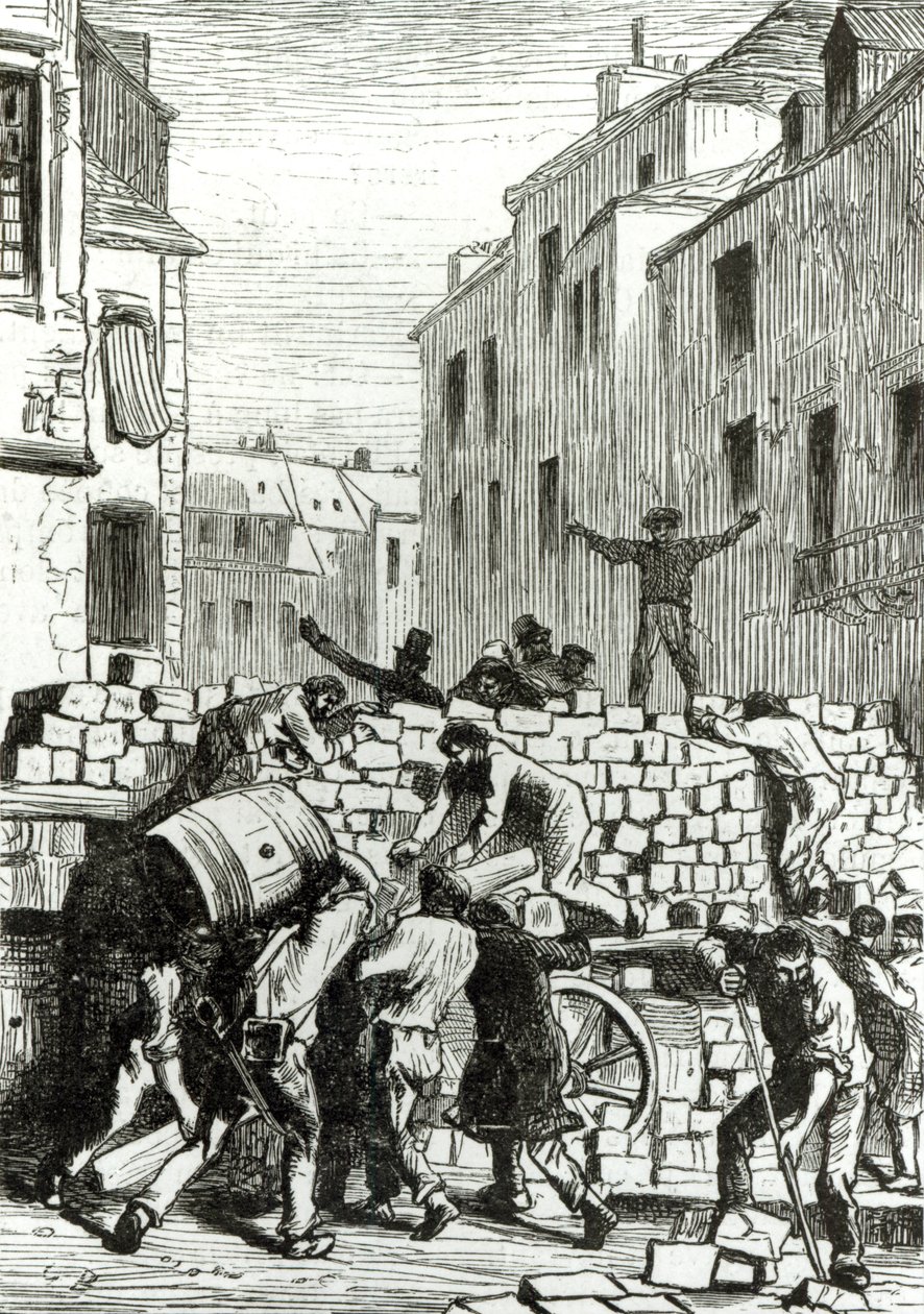 الحاجز ، رسم توضيحي من "البؤساء" بقلم فيكتور هوغو (1802-85) بواسطة غوستاف بريون