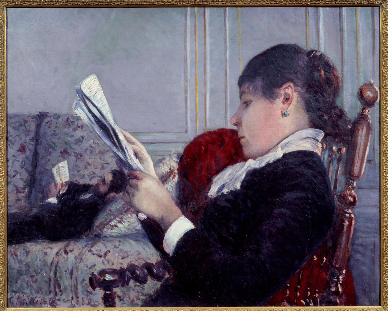 الداخلية ، القارئ لوحة غوستاف كايليبوت (1848-1894) 1880 صن. 0،75x0،6 م مجموعة خاصة بواسطة غوستاف كايليبوت