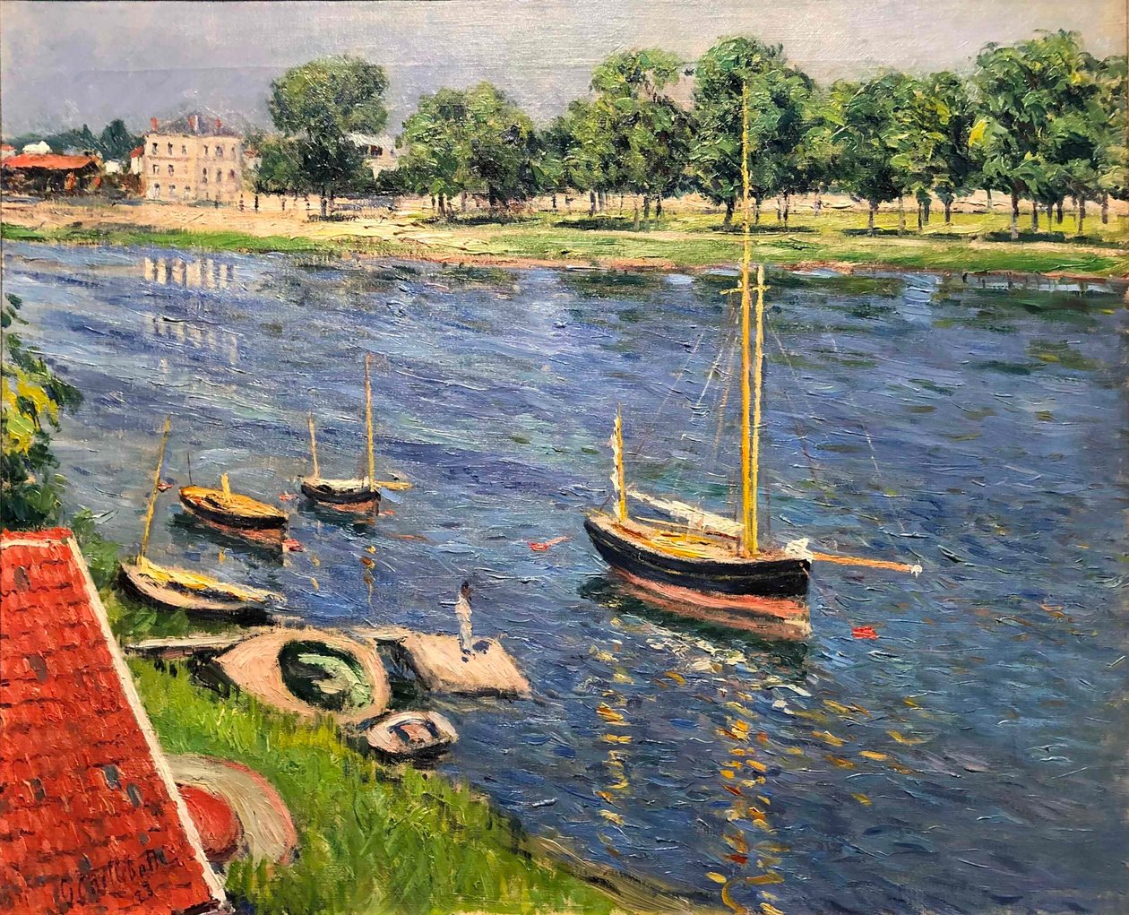 نهر السين في Argenteuil ، قوارب في المرساة ، 1883. بواسطة غوستاف كايليبوت