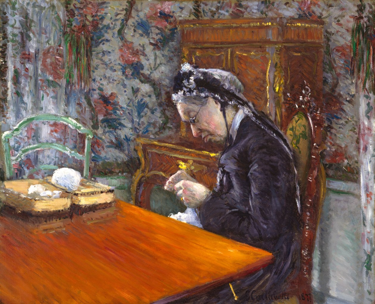 Mademoiselle Boissiere Knitting ، 1877 بواسطة غوستاف كايليبوت