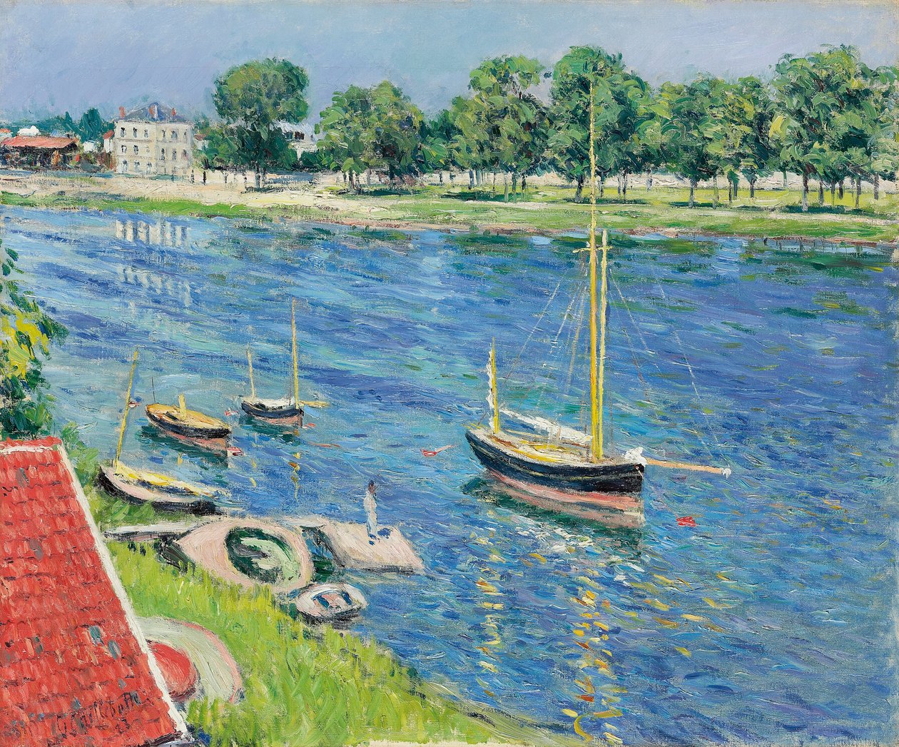 The Seine at Argenteuil ، القوارب في المرساة ؛ The Seine at Argenteuil ، القوارب عند المرساة ، 1883 بواسطة غوستاف كايليبوت
