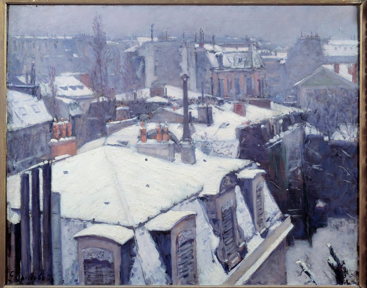 Vue des roofs (effet de neige) لوحة باريس بواسطة Gustave Caillebotte (1848-1894) 1878 Sun. 0،64 × 0،82 م باريس ، متحف دورسيه - منظر للأسطح (مع الثلج) في باريس. لوحة غوستاف كايليبوت (1848-1894) بواسطة غوستاف كايليبوت