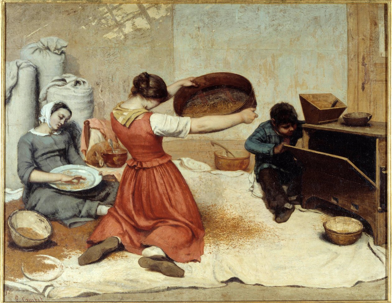 Les sibleuses de ble Painting by Gustave Courbet (1819-1877) 1854 Dim. 1,31 x 1,67 m Nantes, Musee des Beaux Arts بواسطة غوستاف كوربيت