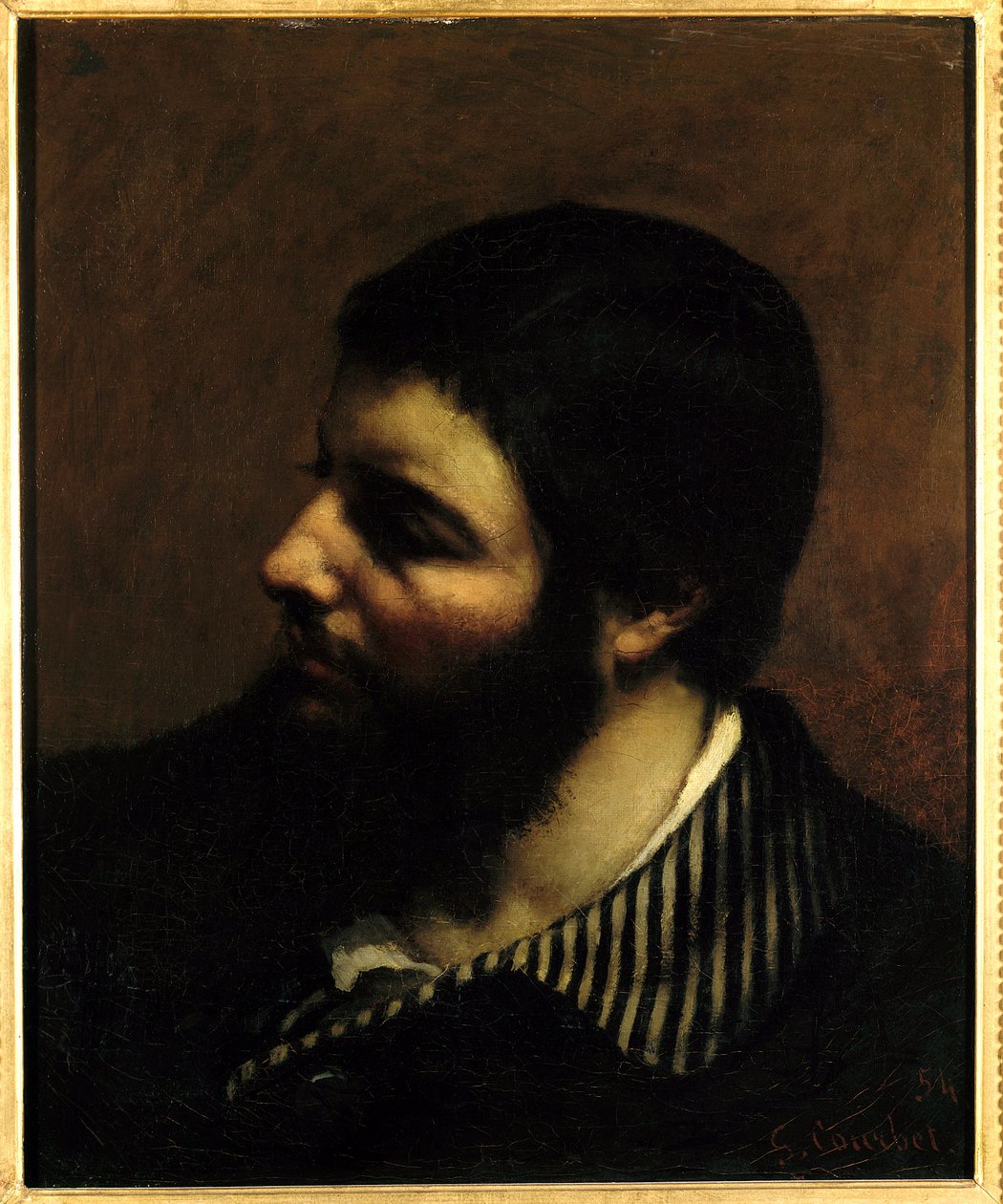 بورتريه ذاتي مع ياقة مخططة رسم غوستاف كوربيه (1819-1877) القرن التاسع عشر مونبلييه ، متحف فابر. بواسطة غوستاف كوربيت
