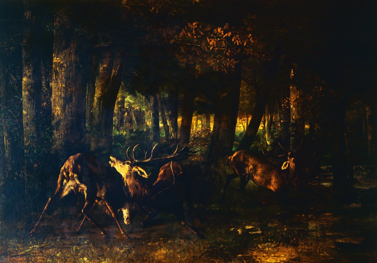 Spring rut, battle of stags بواسطة غوستاف كوربيت