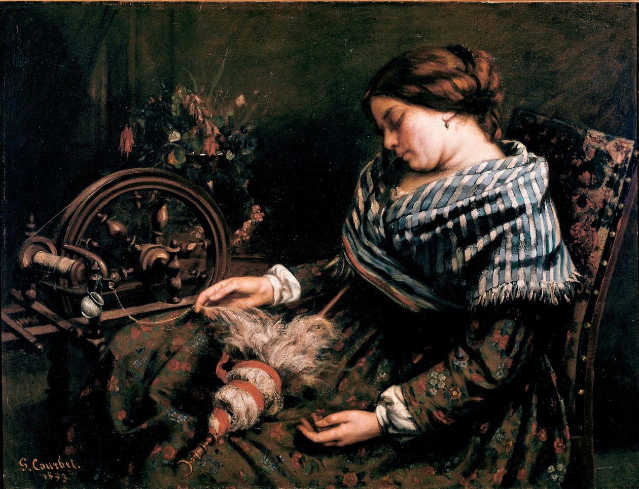 لوحة سليبينج سبينر لغوستاف كوربيه (1819-1877) 1853 خافت. 91x115 سم مونبلييه ، متحف فابر بواسطة غوستاف كوربيت