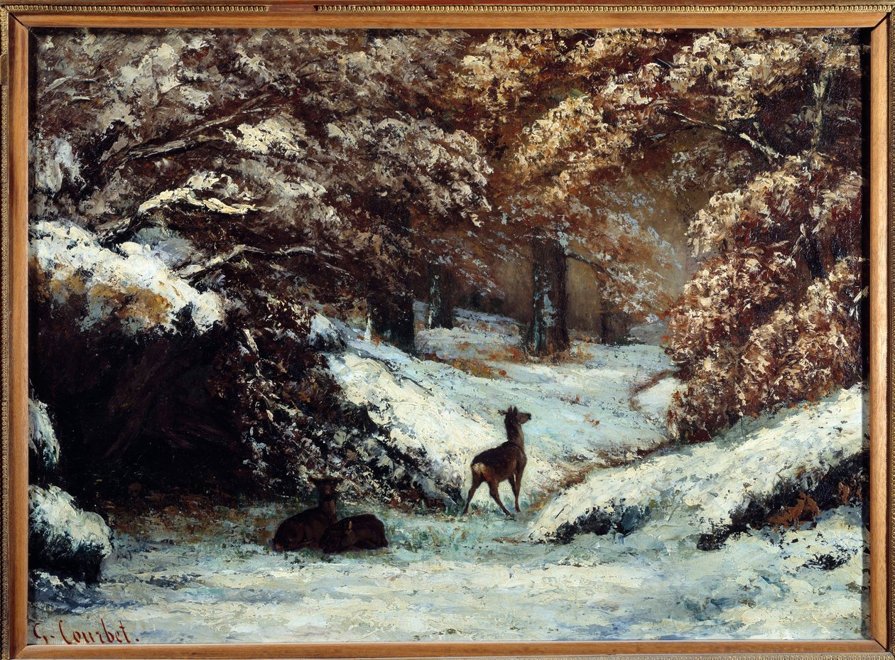 تسليم الغزلان في فصل الشتاء رسم غوستاف كوربيه (1819-1877) 1866 صن. 0،54 × 0،72 م ليون ، متحف الفنون الجميلة بواسطة غوستاف كوربيت