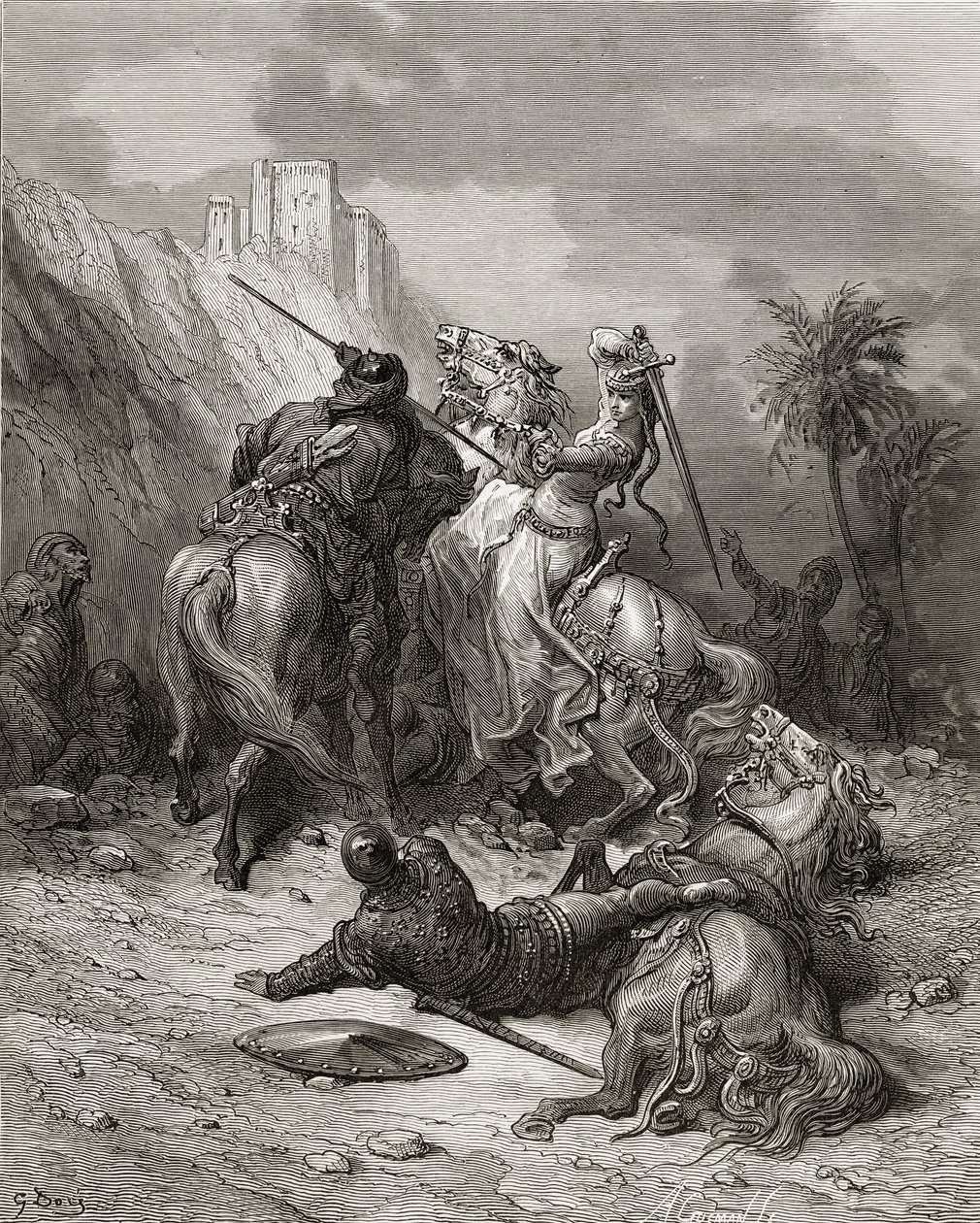 بطلة فلورن بورغوندي ، رسم توضيحي من &39;Bibliotheque des Croisades&39; بواسطة JF. ميشو ، 1877 بواسطة غوستاف دور