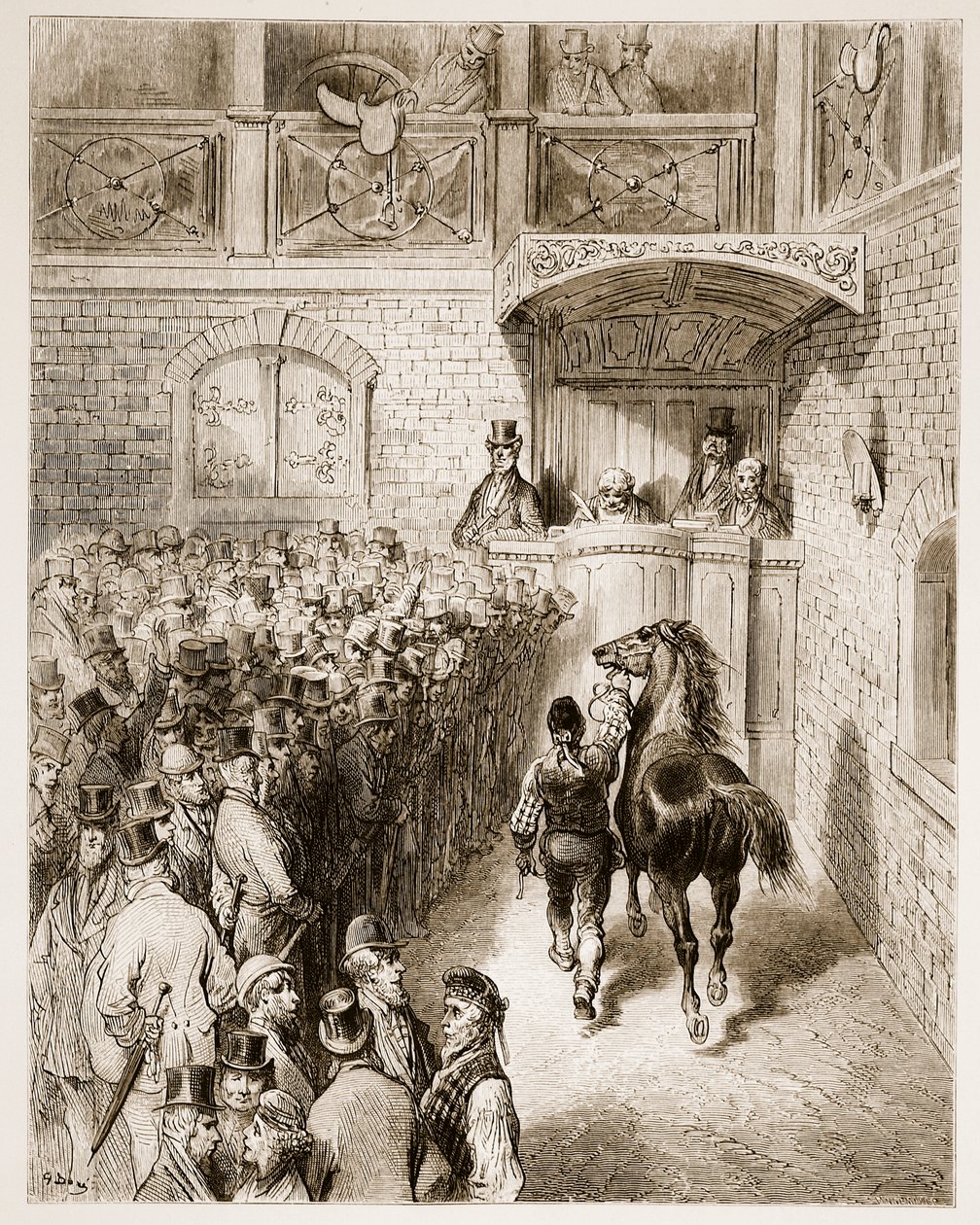 بيع في Tattersall&39;s ، من "لندن ، رحلة حج" ، كتبها وليام بلانشارد جيرولد (1826-1894) دون نقش من قبل Pannemaker ، حانة. 1872 بواسطة غوستاف دور