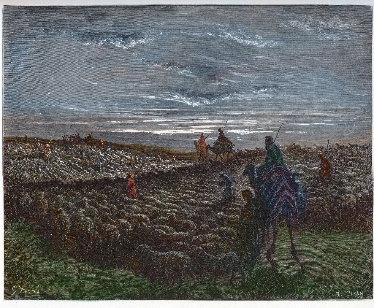 رحلة إبراهيم إلى أرض كنعان - استقر أبرام في أرض كنعان - نقش في "The Bible illustree" بقلم غوستاف دوري (1832-1883) - نقش من "" الكتاب المقدس دوري " بواسطة غوستاف دور